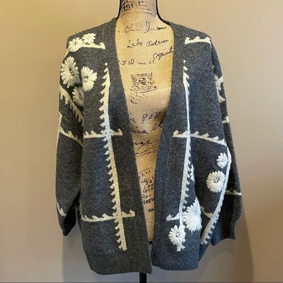 New Anthropologie Catherine Floral Shine Cardigan One Size #286 - Picture 4 of 5